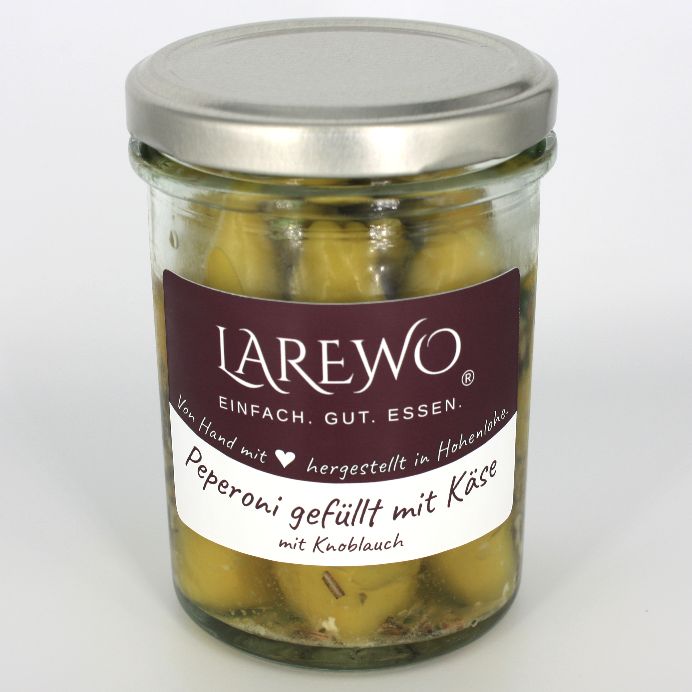 Peperoni grün gefüllt mit Käse mit Knoblauch 150 g